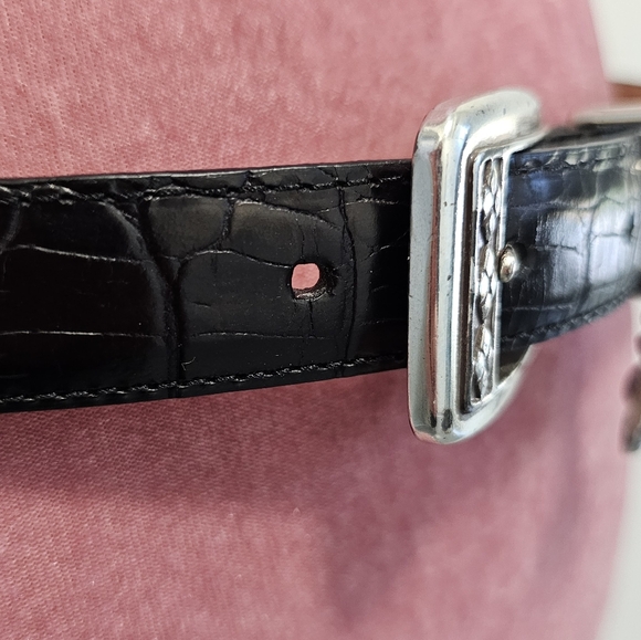 Brighton black leather belt with golf embellished buckle. Size Large. - Picture 4 of 7